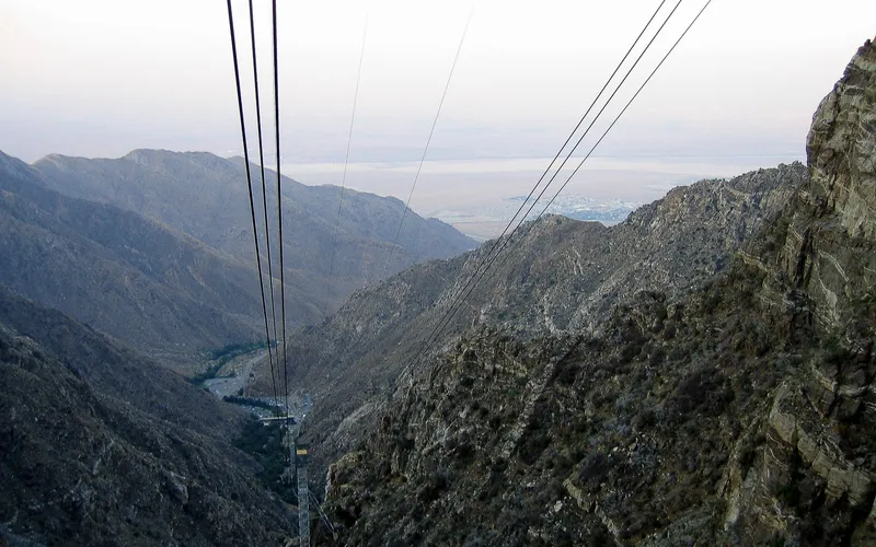 The cable car path up the mountain
