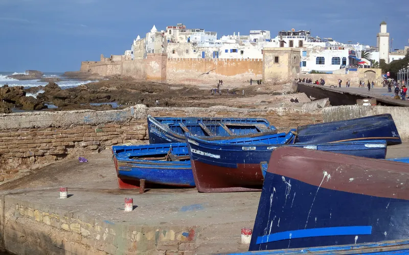 The walled section of the Medina in the background