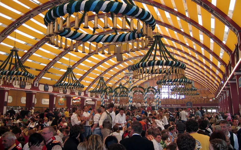 Inside one of the beer tents