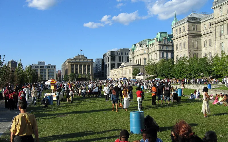 People enjoying the Champs de Mars in the summer