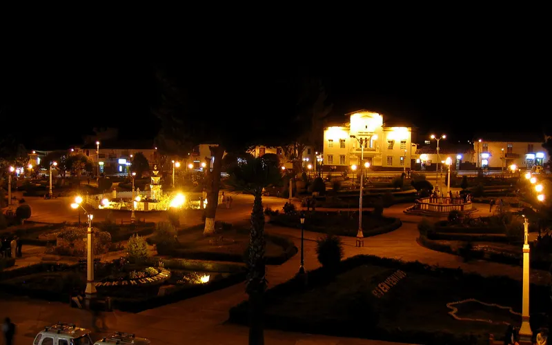 The plaza in Huamachuco, the largest in Peru