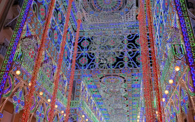 Street illuminated with lights