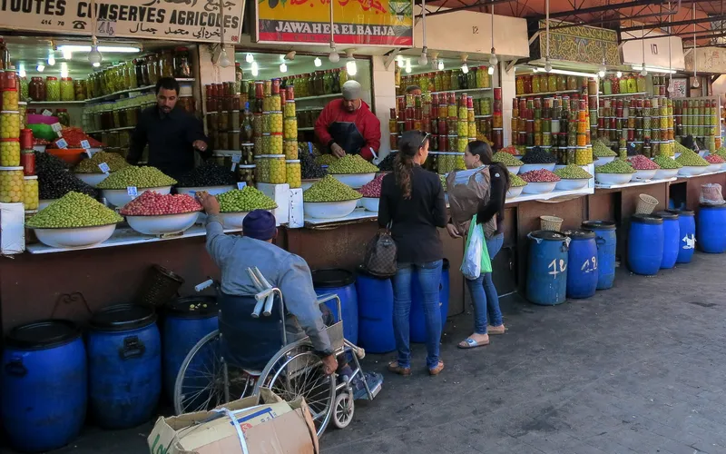 Mounds of olives in the market